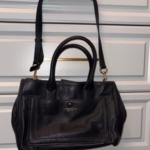 Marc Jacobs Black Pebbled Leather Satchel with Gold Hardware